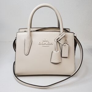 Coach Andrea Carryall Black White Leather Shoulder Bag Brand New 152-091725